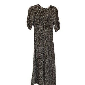 Zara Woman Midi Dress Short Puff Sleeves Viscose Boho Style Floral NEW Sz XS